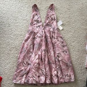 New Samantha Treacy dress Jane peony silk low cut pockets back straps 6 small